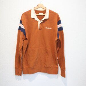 Aime Leon Dore orange brown long sleeve rugby polo retro pullover sweater XL